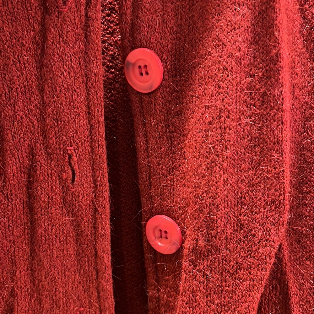 Long Dark Red Button Down Sweater - image 4
